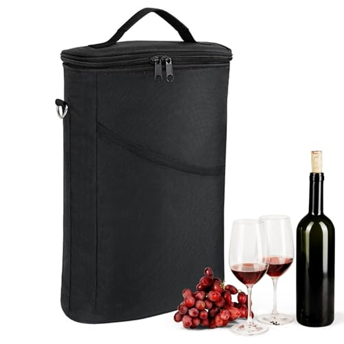 Bolsas enfriadoras de vino aisladas – 2 botellas de vino | aislada a prueba de fugas con correa de hombro ajustable y asa para viajes, picnic, golf, adultos, hombres, mujeres, cerveza