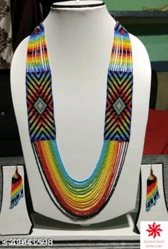Collar ucraniano gerdan antialérgico de cuentas con pendientes ligeros multicolor LKBEADS 2
