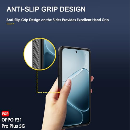 Image of TheGiftKart Liquid Silicon Back Cover Case for Oppo F31 Pro Plus 5G | Shockproof Military Grade Protection | Micro-Fibre Cloth On Inner Side | Built-in Anti-Slip Grip Back Cover Case (TPU, Black)