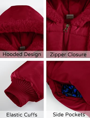 Happy Cherry Toddler Girls Winter Puffer Jacket Fur Lined Down Hooded Coat Thick Windproof Outwear4