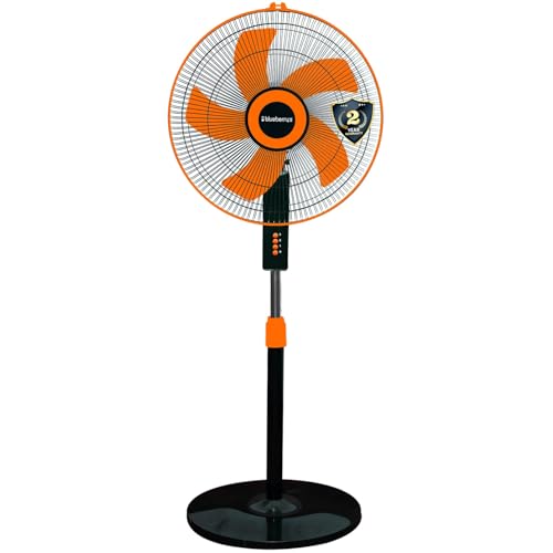 Image of Blueberry's 5 Blade Pedestal Fan High Speed for Home | 3 Adjustable Fan Speeds | 1300 RPM Motor | 2 Year Warranty -Orange