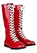 Fun Costumes Adult Red Patent Wrestling Costume Boots for Men and Women, High Gloss Lace Up Footwear for Halloween Cosplay