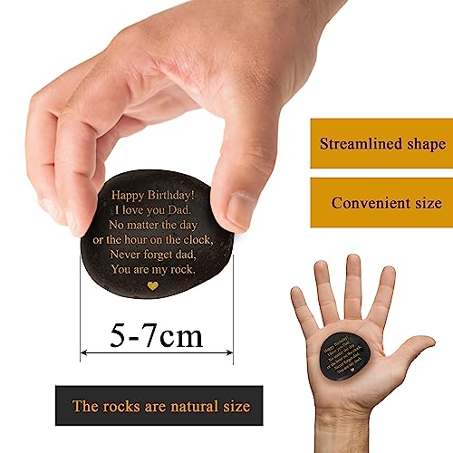 VELENTI Dad Birthday Gifts Decorative Stones - You are My Rock Engraved Decorative Accessories - Heartwarming Birthday Gift for Dad - Happy Birthday Dads Gift from Son, Daughter - Image 3