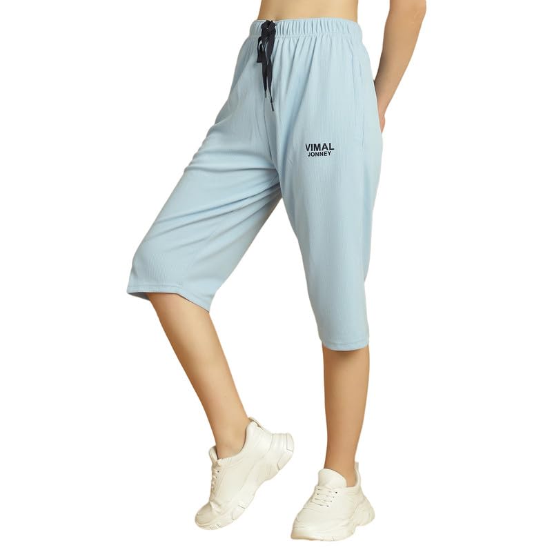 Image of Mack Jonney Solid Regular Fit Polyster Lycra Capri for Women-P