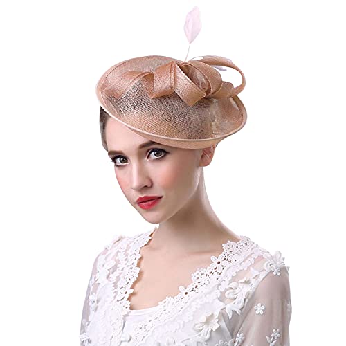Rozkitch Feather Fascinators Womens Pillbox Flower Derby Hat For Cocktail Ball For Wedding Party Derby Royal Banquet Tea Party Pink #TOP5