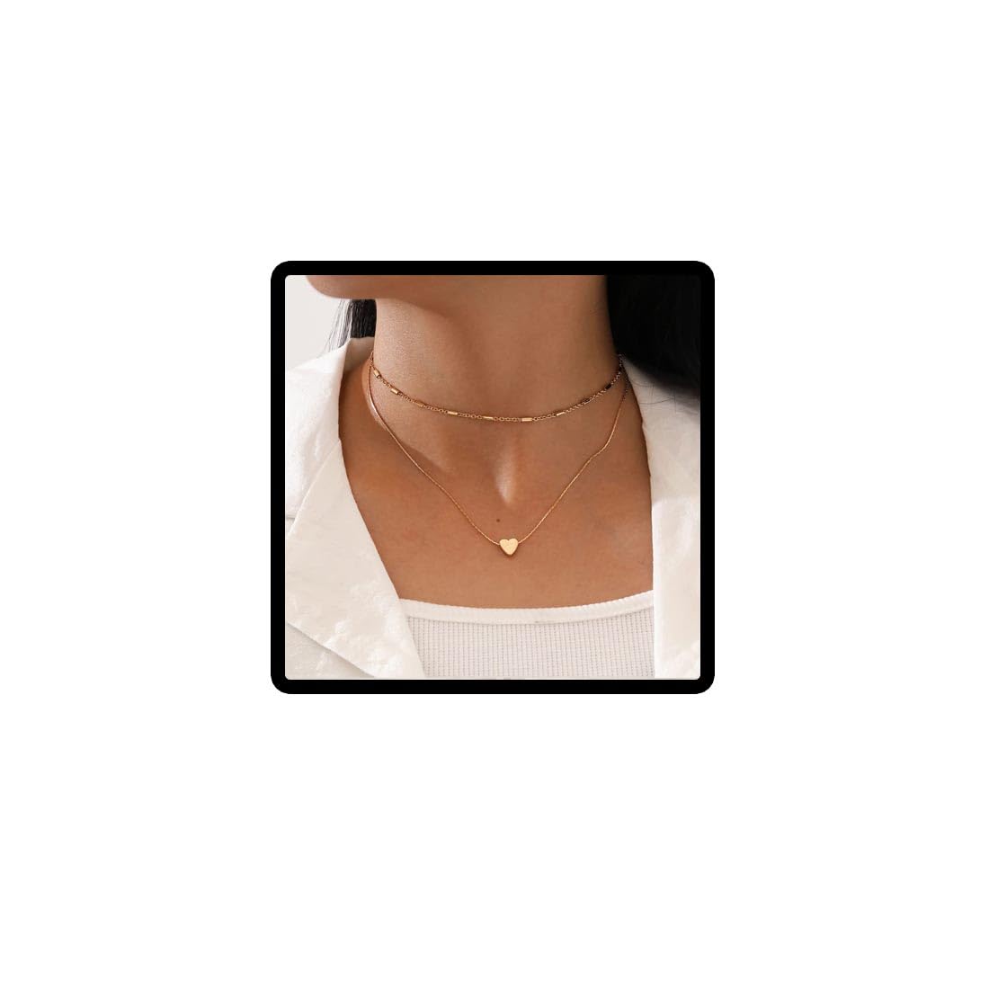 Wiwpar Dainty Multi-Layer Clavicle Chain - Gold Stacking Choker Necklace For Women And Girls - View #6