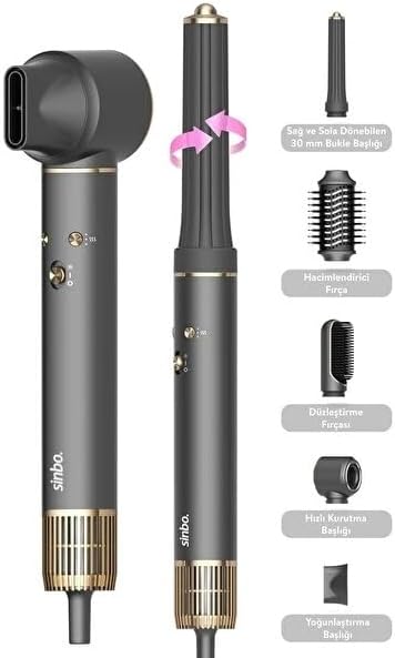 Sinbo Pro Compact Uzun Multi-Styler Hava Üfleme 5in1 Saç Şekillendirici BLDC Motor SHD-1719