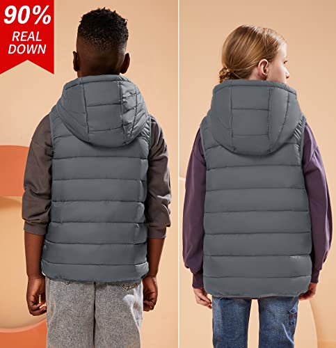 SOLOCOTE Boy's Puffer Vest Hooded Coat Water-Resistant Warm Winter Fleece Sleeveless Girl's Jacket for 6-14 Years3