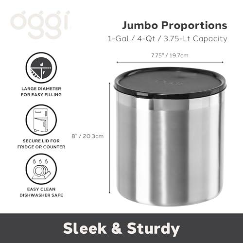Oggi Stainless Steel Jumbo Grease Container with Removable Strainer and Snug Lid. Perfect Container for Fryer Oil, Bacon drippings, lard and ghee Oil. Large Capacity can - 1 Gall / 4 Qt / 3.75 Lt by Oggi - Image 7