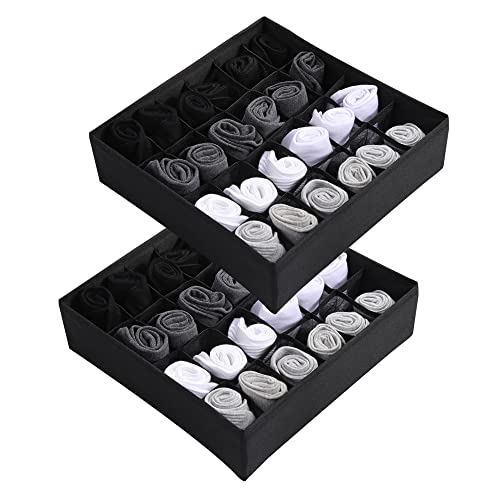 JARAGAR Schubladen Organisator, 2 Pakete Non-Woven Fabric Schubladen Organizer System 24-Zellen Faltbar Schrank Organiser Unterwäsche Organizer Kleiderschrank für Socken Unterwäsche Krawatten