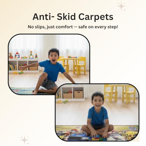 Image of Athom Living Paw Patrol (Yellow) Runner Carpet 2x4.5 Ft, Soft Printed Mat with Anti-Skid Backing, Durable Washable Runner for Kids Bedroom, Play Area & Playroom Decor
