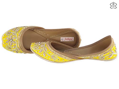 Image of Fulkari Women's Murraya Genuine Soft Leather Juttis | Bite and Pinch Free Jutis | Punjabi Jutti For Ladies | Bridal Ethnic Stylish Mojari Flats For Girls |