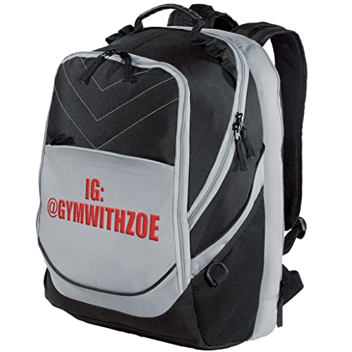 Custom Laptop Backpack Embroidered Text Computer Notebook Water Resistant Bag Black Grey