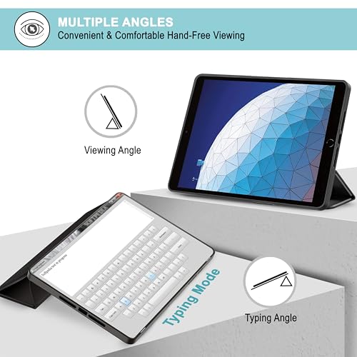 Image of CEDO Tri-Fold for iPad Pro 10.5 (1st Gen) 2017 / iPad Air 3 (3rd Gen) 2019 (10.5 in) Smart Case Flip Cover with Multi Viewing Angles Stand | Leather Finish | Heat Dissipation | TPU Backcover (Black)