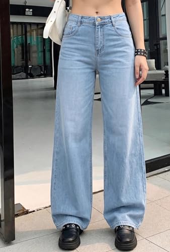 Image of KOTTY Women's Wide Leg Denim Jeans | Loose Fit High Rise Baggy Style Jeans for Women