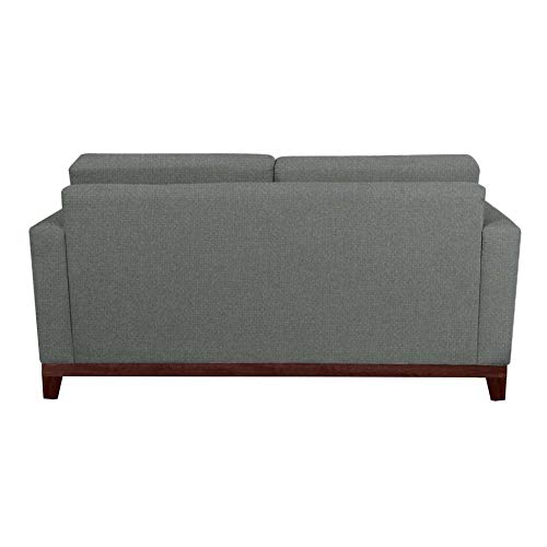 Sofá 2 Lugares Living Pés e Base em Madeira Linho Cotton Cinza