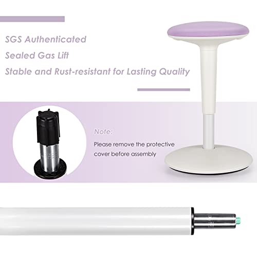 Image of Giantex Wobble Stool Height-Adjustable Standing Desk Stool W /Swivel, Tilt Motion, Premium Airlift, Wiggle Chair for Flexible Seating, for Junior, Home, Office, School Active Chair (Violet+White)