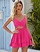 AGERWAY Rompers For Women Summer 2025 Women's Jumpsuit Sexy V Neck Mini Hot Pink Romper XS