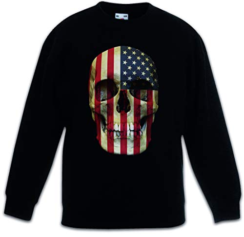Pull noir enfant à motif drapeau américain et crâne résistant et confortable