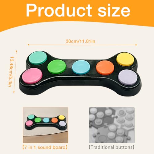 Hunde Buzzer Mit Aufnahmefunktion, Satz Von 7 Farben Hunde Kommunikation Button, Buzzer mit Sound, Hunde Buttons zum sprechen, Hundeknopf für die Kommunikation, Buttons Intelligenzspielzeug Für Hunde