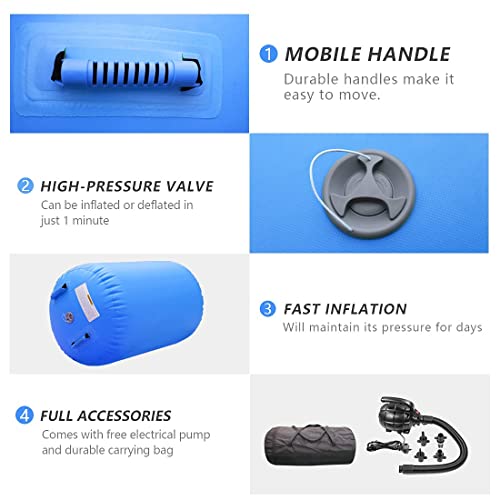 Air Roller Gymnastics Barrel Inflatable Tumbling Roller Air Mat Octagon Mat With Electric Air Pump For Backhandspring Training Cheerleading Home Use #TOP4