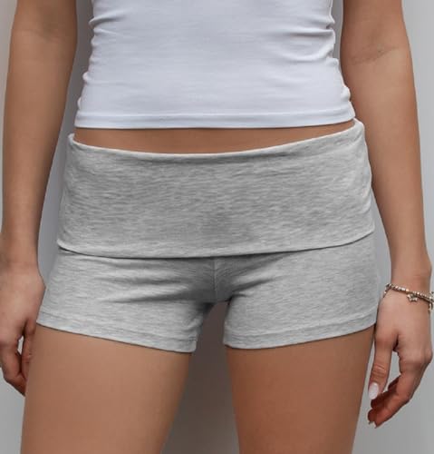 Image of Women Low Waist Lounge Shorts Fold Over Skinny Pajamas Shorts Summer Casual Pj Bottom Sleep Shorts
