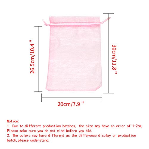 Image of Dealglad 50pcs Drawstring Organza Jewelry Candy Pouch Christmas Wedding Party Favor Gift Bags (8x12, Pink)
