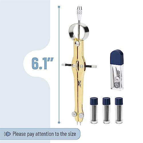 image for Mr. Pen Professional Geometry Compass - Gold with Extra Leads, Metal w