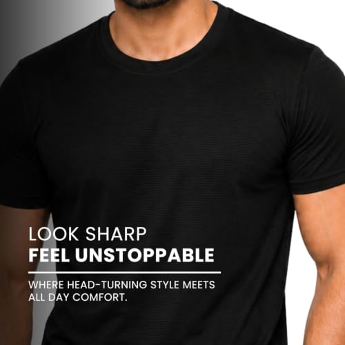 Image of NINQ Half Sleeve Tshirt for Men | Round Neck Regular Tshirt | Breathable Mesh Dotted Stylish T-Shirt | Sports Wear Casual Tee for Gym, Running & Daily Comfort