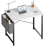 OLIXIS Computer Desk 31 Inch Home Office Desks for Small Spaces, Gaming Writing Study Work Table with Storage Bag for Bedroom, White