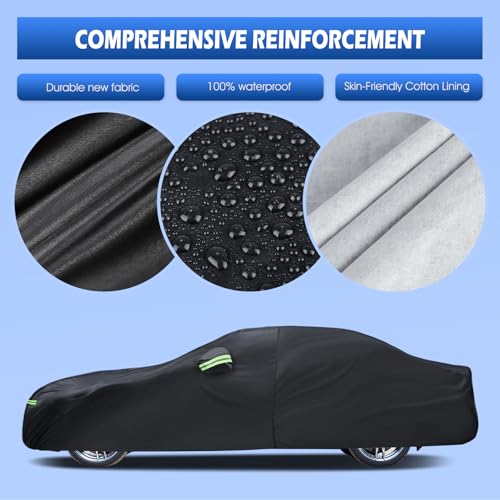 Image of Car Cover Fit for BMW 5 Series 528i 530i 535i 540i M5 M550i M550 (2007-2026), Migaven Waterproof Full Exterior Cover Sun Rain Protection with Door Zipper, Black