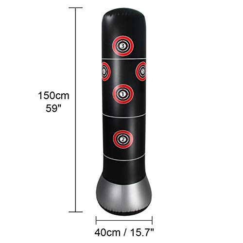 Saco de pancadas inflável MENGXI com alvo de atividades físicas, saco de boxe de altura 155 cm, saco