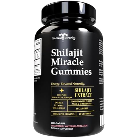 Medical Miracles Shilajit Gummies - 1000mg Pure Himalayan Extract w/Fulvic Acid, Vegan, Sugar-Free, High Potency. Energy & Immunity Support with Over 84 Minerals. 60 Delicious Gummies Cover