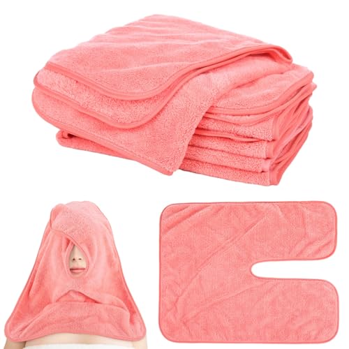 DIMEGON 12 PCS U-Shaped Facial Towels, Soft Coral Fleece Face Cloths for Beauty Salons, Skin Care, SPA Centers