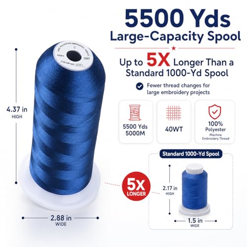 Image of Simthread 5000M 40WT Polyester Embroidery Thread, S067 | 5000M 40WT polyester thread feeds smoothly for machine embroidery, monograms, logos, patches and quilting.