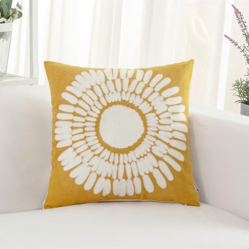 HWY 50 Mustard Yellow Decorative Throw Pillow Covers 18x18 Inch (...