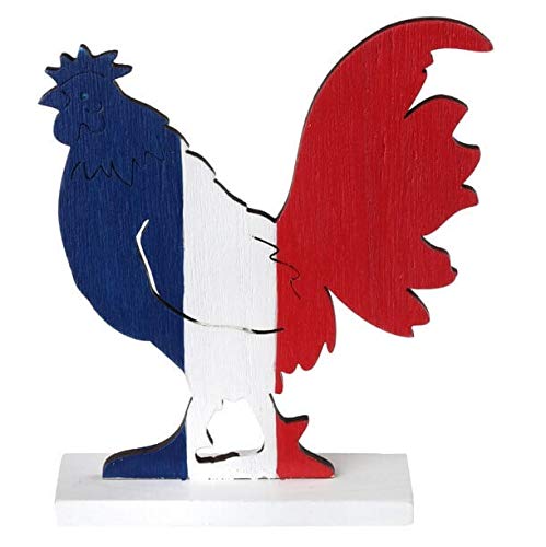 S R/5859-1 Centre de Table Coq France Tricolore Bleu, Blanc et Rouge en Bois