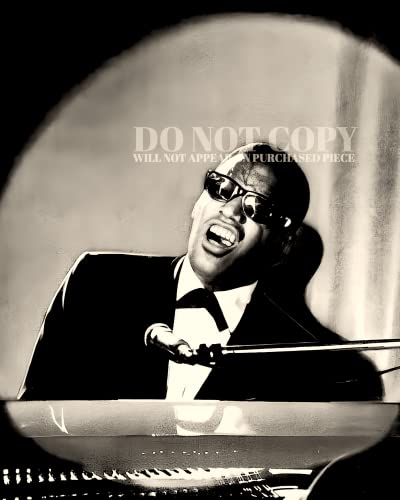 Photo Ray Charles 20,3 x 25,4 cm affiche noir et blanc piano concert vintage 1967