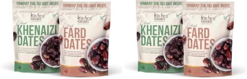 Image of KitchenSmith Khenaizi & Fard Dates - Pack of 4 (400gm Each) | Omani /Fard No Preservatives & Added Sugar | High Fibre | Energy Health Snacks