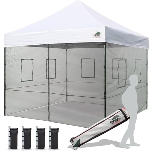 Eurmax USA 10'x10' Pop-up Canopy Tent with 4 Food Service Wall kit,White