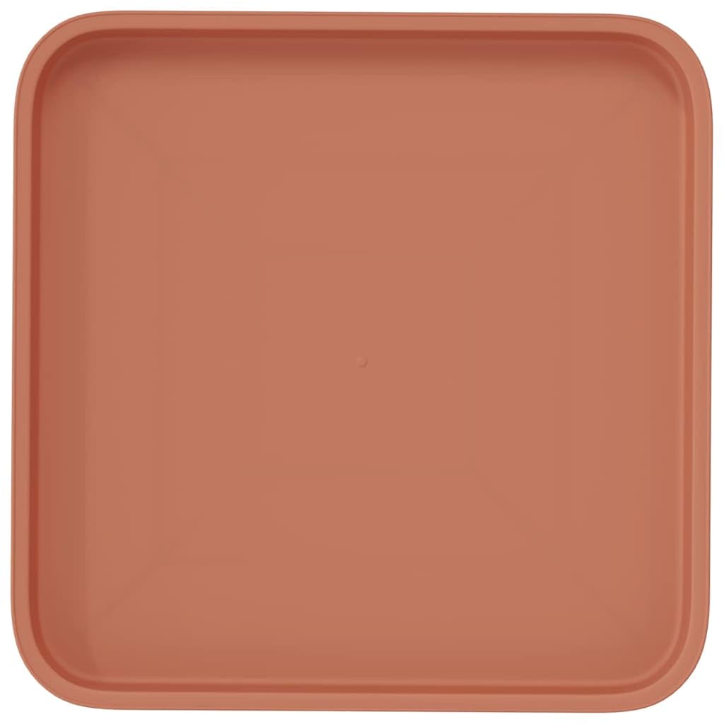 24er Set Quadratische Untersetzer für Blumentöpfe, 32x32 cm, Stabiles Blumentablett aus Kunststoff in Ziegelrot für Innen und Außen, Wetterfeste Pflanzenschalen für Garten und Balkon