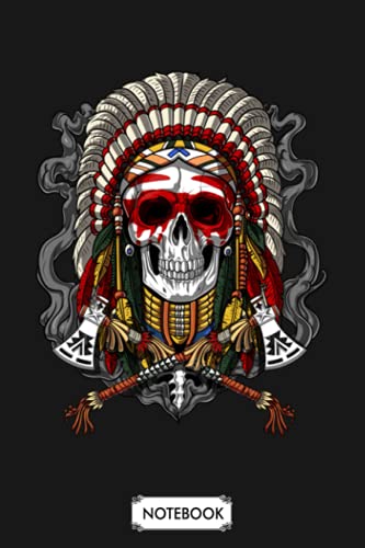 Image of Native American Chief Skull Indian Notebook: 6x9 120 Pages, Journal, Lined College Ruled Paper, Diary, Matte Finish Cover, Planner