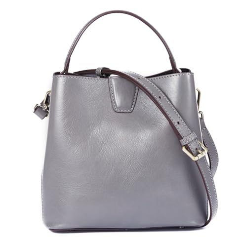 BOYATU Genuine Leather Bucket Bag for Women: Trendy Designer Satchel Crossbody Purse - Casual Top-Handle Handbags for Commute