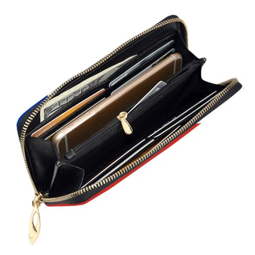 Flag of Chile Long leather wallet - with zipper - portable and waterproof, suitable for office, study and daily use4