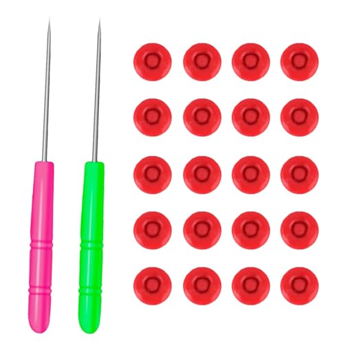 20 Pcs Caulk Cap Covers,Red CaulkCap,CaulkSaver Caps,Caulk NozzleCaps,Saving Sealer TubeCaps with 2pcs Reusable Piercing Needles for Finishing Sealing Preserving