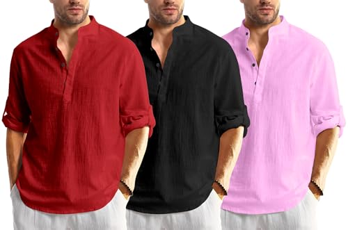 Image of Combo of Men Solid Cotton Blend Straight Kurta Shirt Pack of 2