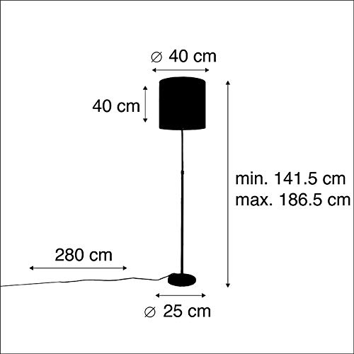 Qazqa Klassisch Stehleuchte mit Schirm, Stehlampe - Parte Fl - Blau, max. 60W, Geeignet für LED, 186.5cm, Ideal als Flur, Küche lampe, Schlafzimmerlampe und Wohnzimmerlampe