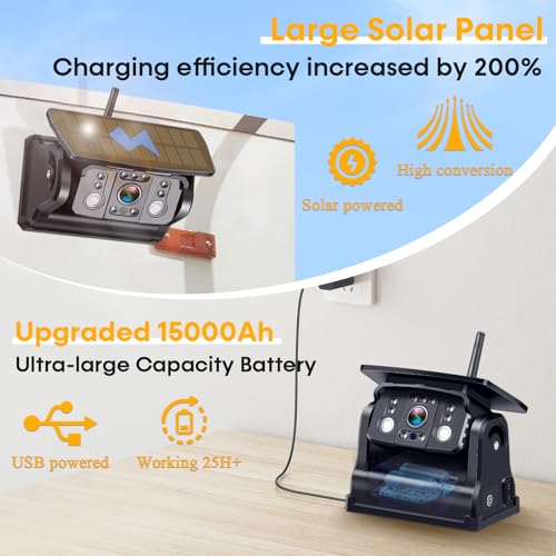 Image of 4 Magnetic Wireless Backup Camera for Trailer: Easy Install HD 1080P RV Camera System with 7 inch Touch Key Recording Monitor, Solar Powered, Long-Lasting, Strong Signal