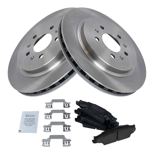 Image of TRQ Rear Brake Pad and Rotor Set Ceramic Compatible with 2006-2007 Cadillac CTS 2005-2011 STS