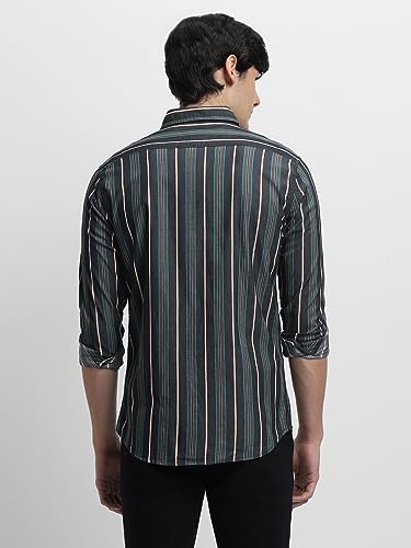 Image of Dennis Lingo Men's Cotton Striped Slim Fit Shirt